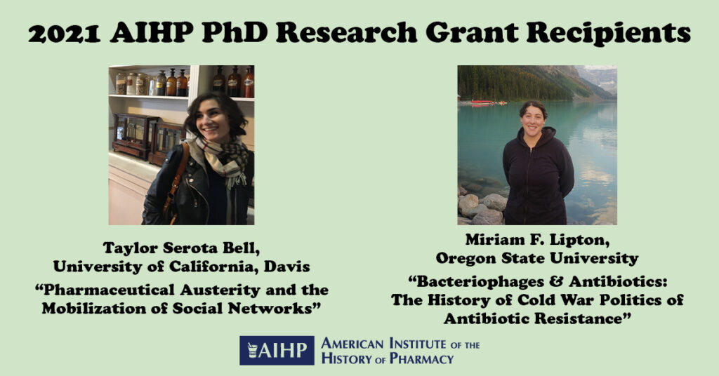 2021 AIHP PhD Research Grant Recipients